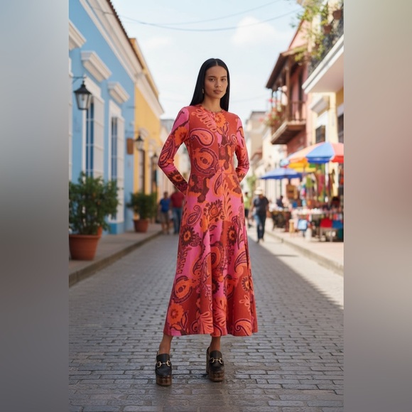 NWT FARM Rio Floral Pink Maxi Dress. - Picture 7 of 8